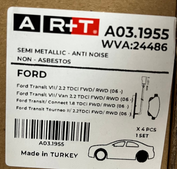 TRANSİT V347 V348 ARKA BALATA KABLOLU WVA: 24486 - OEM:6C112M008 - WSP06856